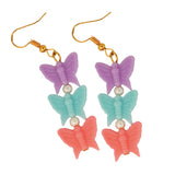 triple multicolour butterfly earring