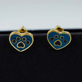paw heart studs