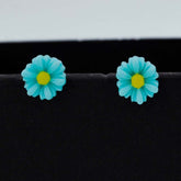 cyan flower studs