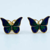blue green butterfly studs