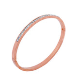 box stoned rose gold plated band