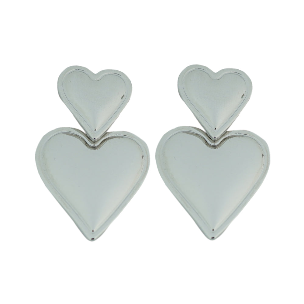 double heart studs