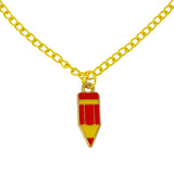 red and yellow pencil pendant