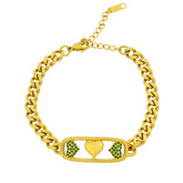 Striking heart cuban link chain bracelet