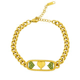 Striking heart cuban link chain bracelet