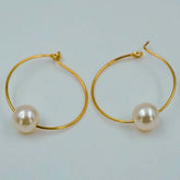 single pearl hoops