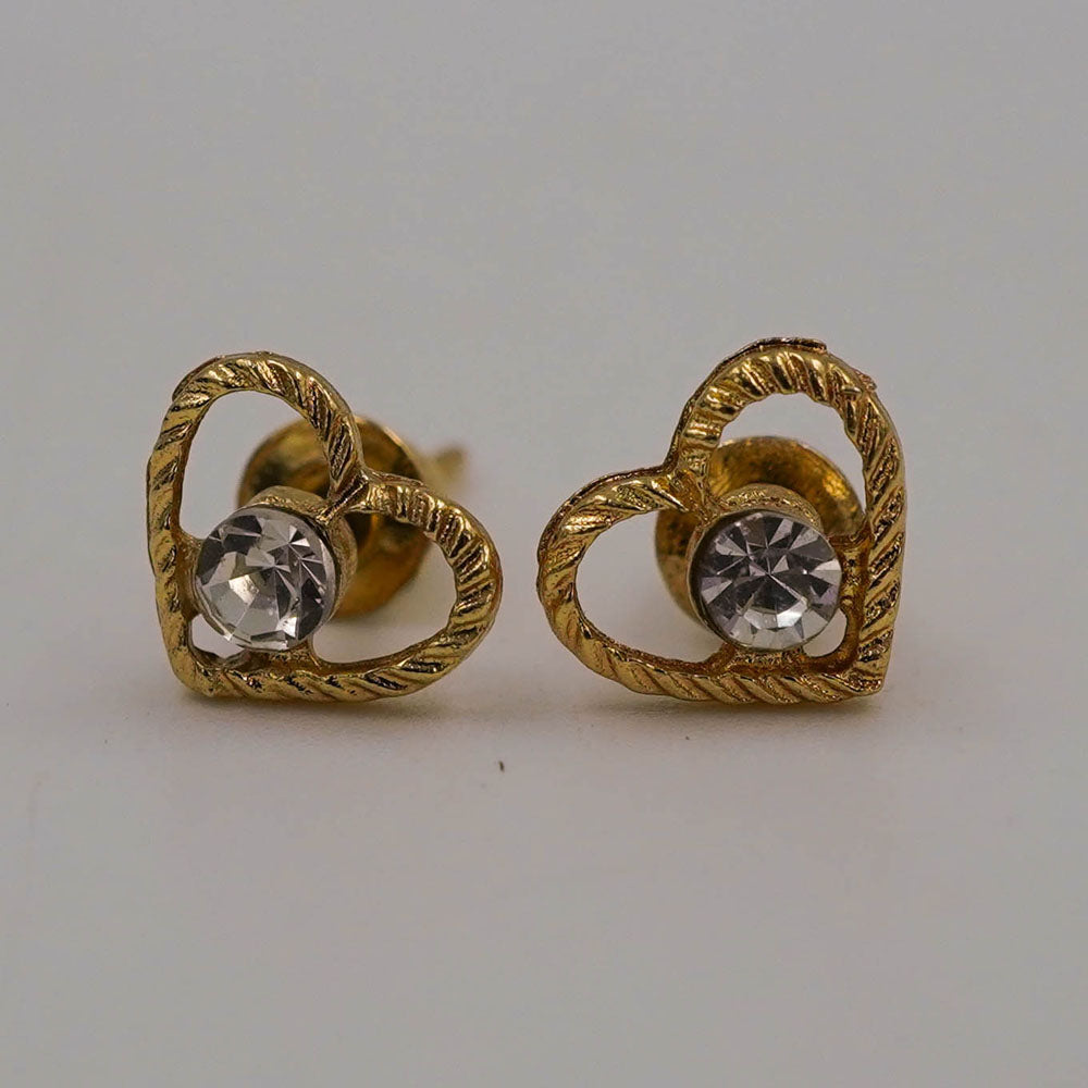 hollow heart zircon studs D770