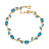 Gold-Plated Azure Blue Leaf Vine Bracelet