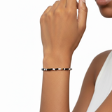 Monochrome Patterned Seed Bead Bracelet with Gold Accents