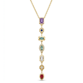 Celestial Cascade: Multi-Gemstone Gold-Plated Drop Pendant