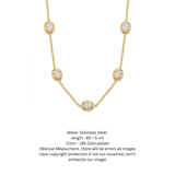 14K Gold Plated Oval Bezel-Set Diamond Station Necklace