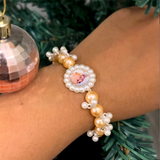 Sacred Guruji "Eternal Grace" Golden Pearl Devotional Bracelet | Spiritual Protection Jewelry