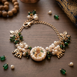Ethereal Grace: Handcrafted Silver-Finish Divine Charm Bracelet