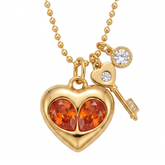Golden Heart & Key Charm Pendant Necklace