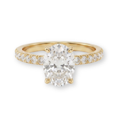 Oval-Cut Pavé Engagement Ring in Gold Finish