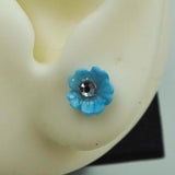 floral blue studs
