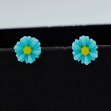 cyan flower studs