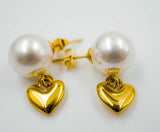 Pearl and heart drop earrings D475