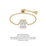 Interstellar Aura Emerald Cut Adjustable Chain Ring