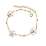 Dainty 18K Gold-Plated Crystal Petal Floral Chain Bracelet