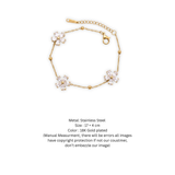 Dainty 18K Gold-Plated Crystal Petal Floral Chain Bracelet