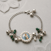 Trisakti Blessings: Guruji Silver-Tone Charm Bracelet
