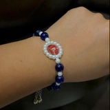 Divine Radiance: Guruji Swarup Cobalt Blue & Pearl Bracelet