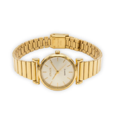 ATRAER Elegant Women’s Gold Expansion Watch – Classic Round White Dial with Link-Style Stretch Bracelet