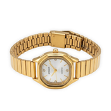 ATRAER Women's Octagonal Gold-Tone Expansion Band Watch with Stone-Accented Dial