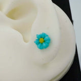 cyan flower studs