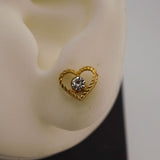 hollow heart zircon studs D770