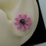 pink flower studs D1128