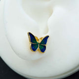 blue green butterfly studs