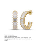 Gold-Tone Baguette Stone Hoop Earrings