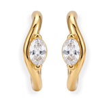 Gold-Tone Marquise Stone Huggie Hoop Earrings