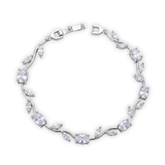 Silver-Plated Marquise and Oval Cubic Zirconia Leaf Vine Bracelet