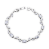 Silver-Plated Marquise and Oval Cubic Zirconia Leaf Vine Bracelet