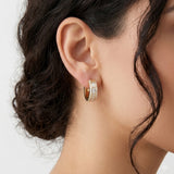 Gold-Tone Multi-Row Stone Huggie Hoop Earrings