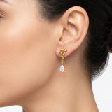 Gold-Tone Love Knot Drop Earrings with Pear-Cut Stone