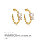 Gold-Tone Double Stone Hoop Earrings