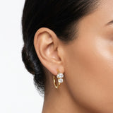 Gold-Tone Double Stone Hoop Earrings