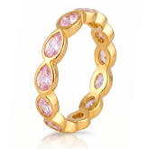 18K Gold Plated Pink Marquise Eternity Ring