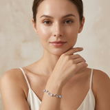 Silver-Plated Marquise and Oval Cubic Zirconia Leaf Vine Bracelet