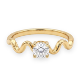 Gold Plated Wave Silhouette Solitaire Ring