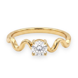 Gold Plated Wave Silhouette Solitaire Ring
