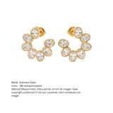 Gold-Tone Bezel-Set Oval Stone Hoop Earrings