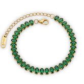 Elegant Emerald Green & Gold Tennis Bracelet
