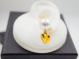 Pearl and heart drop earrings D475