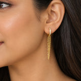 Gold-Tone Pavé Huggie Hoop Earrings with Draped Chains