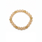 Soft Nude Bead Bracelet with Gold Crystal Accents